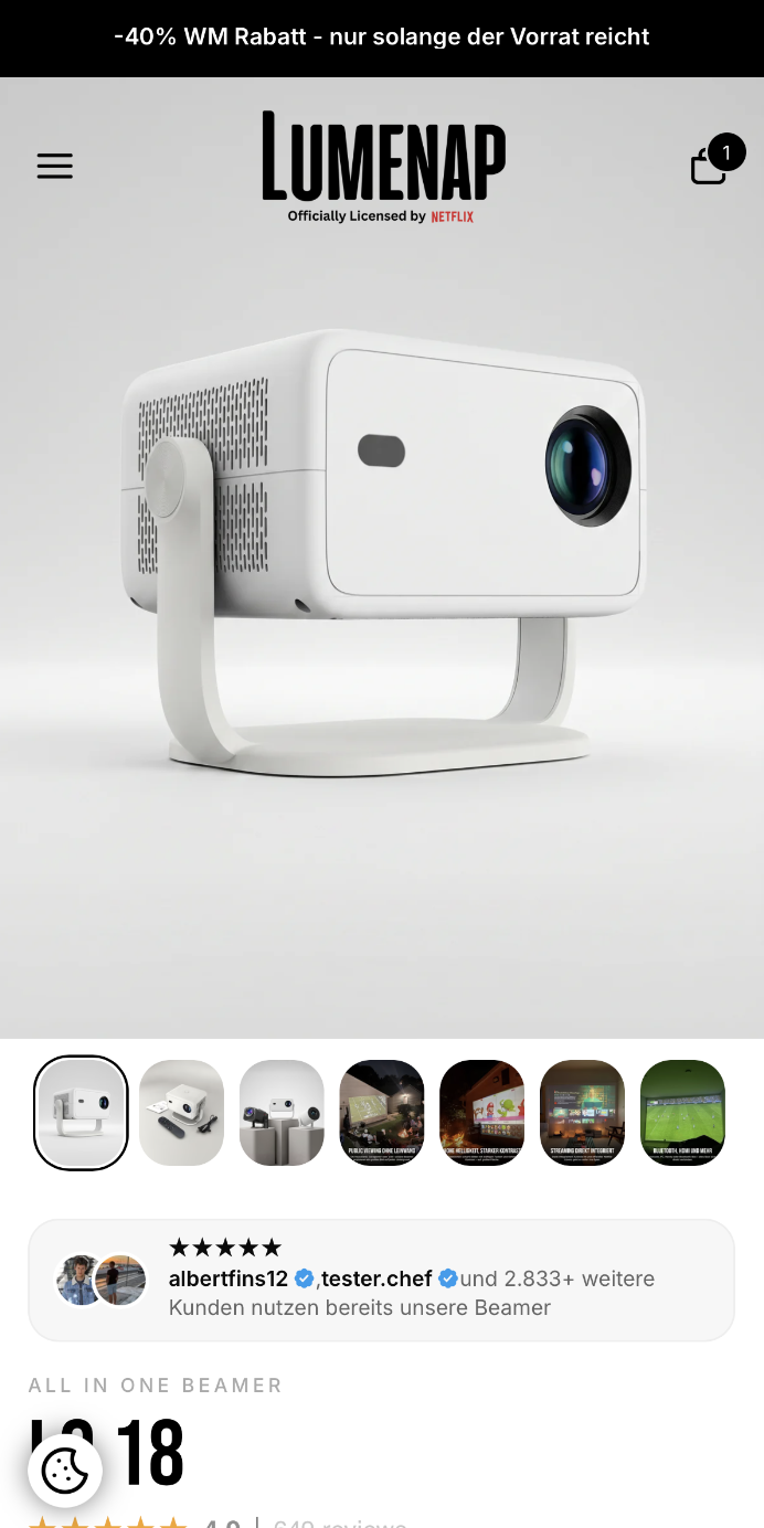 Lumenap landing page mobile – before redesign