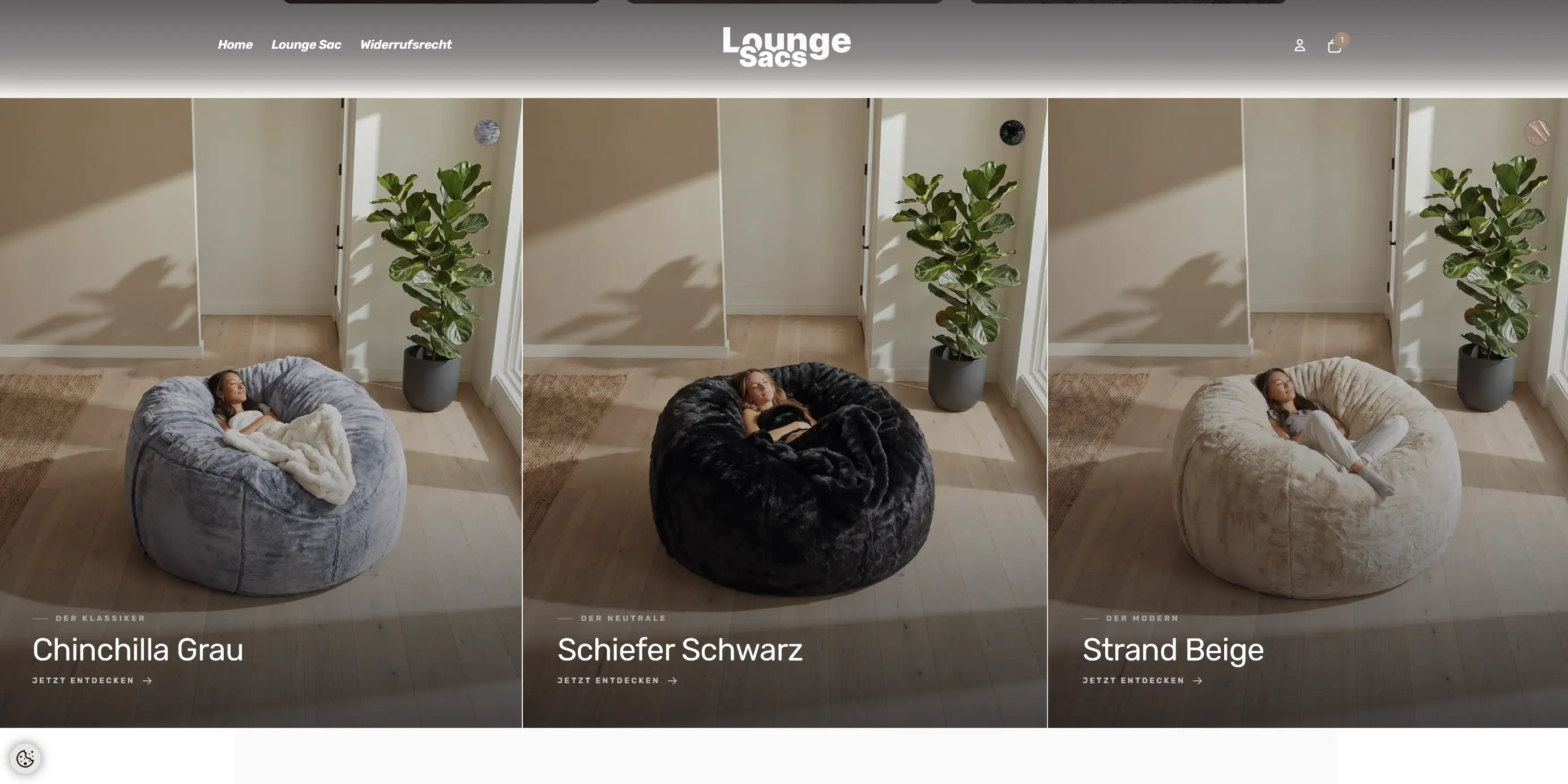 Lounge Sacs product page desktop – before redesign