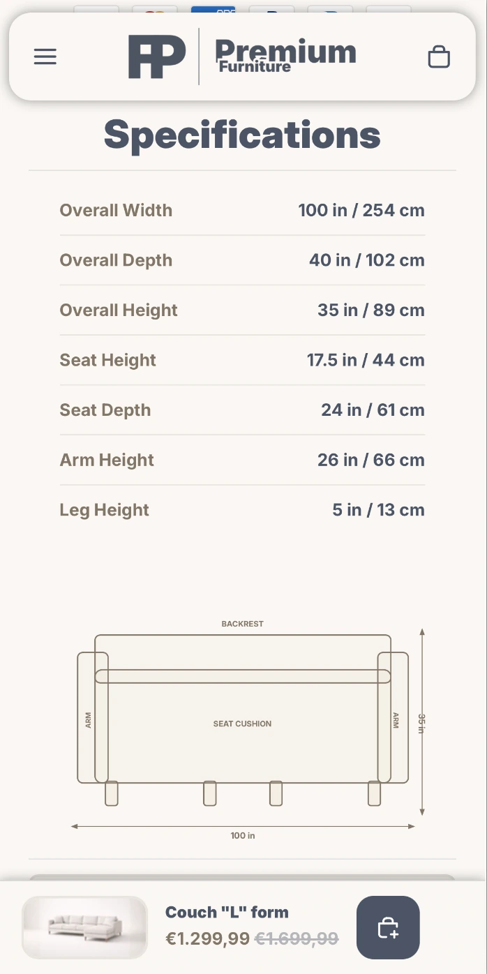 Custom Product Page Mobile View